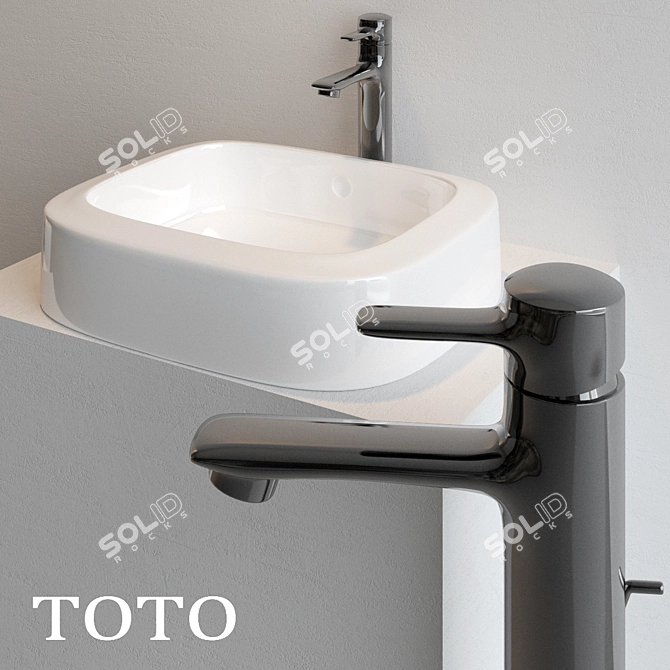 TOTO MH Washbasin: Elegant and Durable 3D model image 1