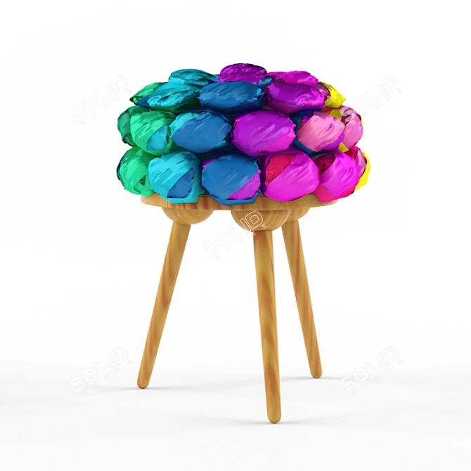 Silk Scrap Stool: Sustainable Style 3D model image 1