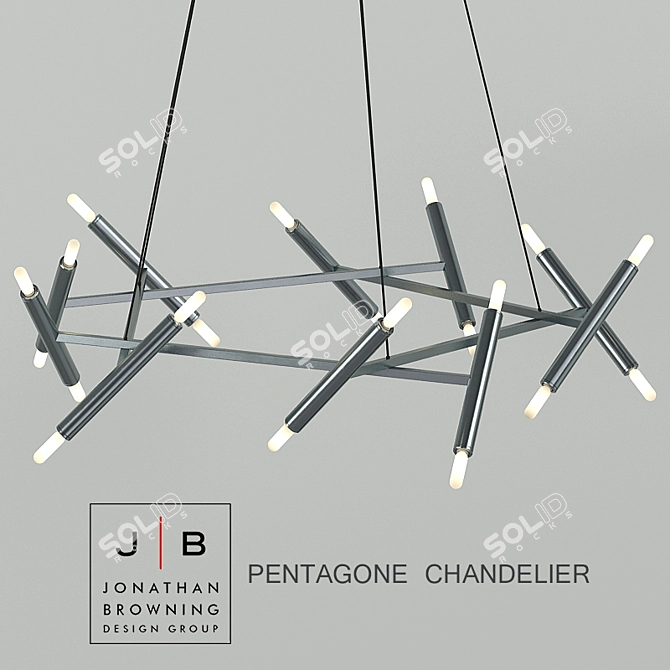 Modern Loft Pentagon Metal Chandelier 3D model image 1