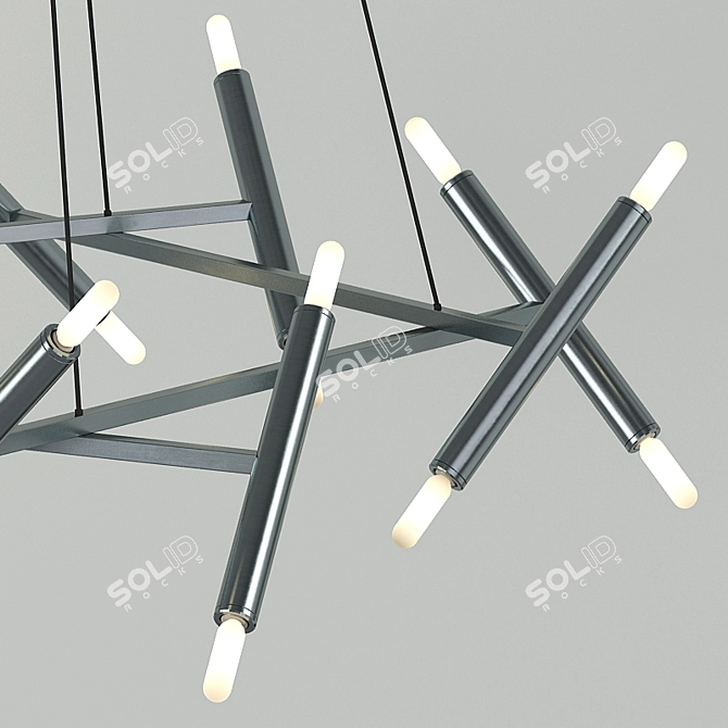 Modern Loft Pentagon Metal Chandelier 3D model image 2