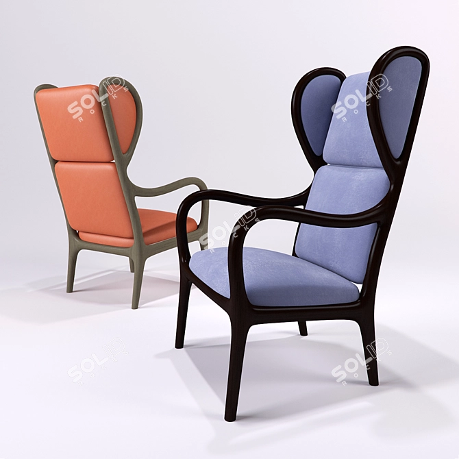 Luxury Walnut Bergerè Armchair 3D model image 2