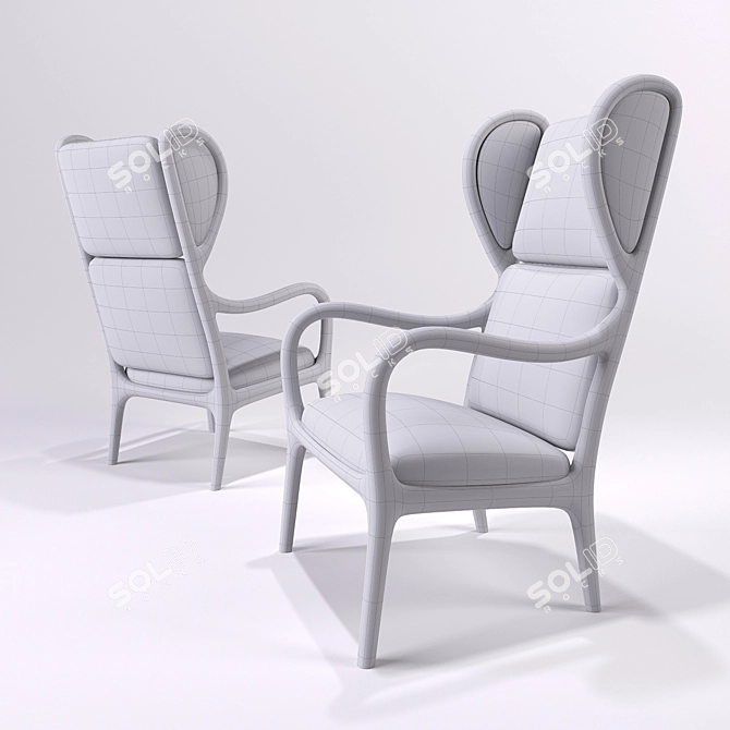 Luxury Walnut Bergerè Armchair 3D model image 3