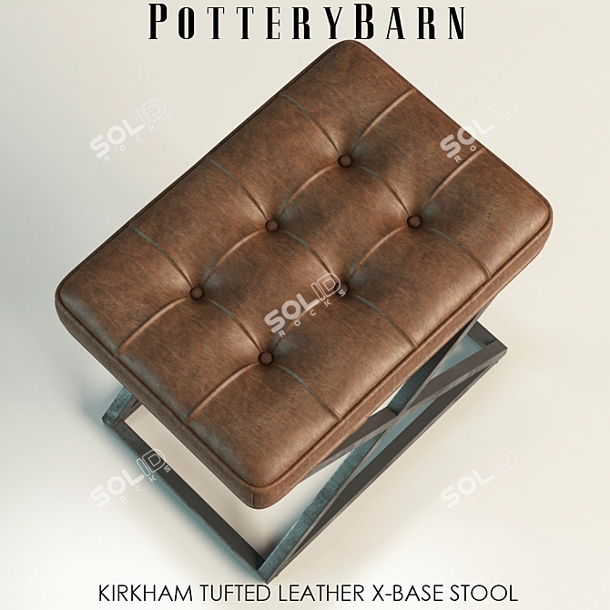Kirkham Leather X-Base Stool 3D model image 2