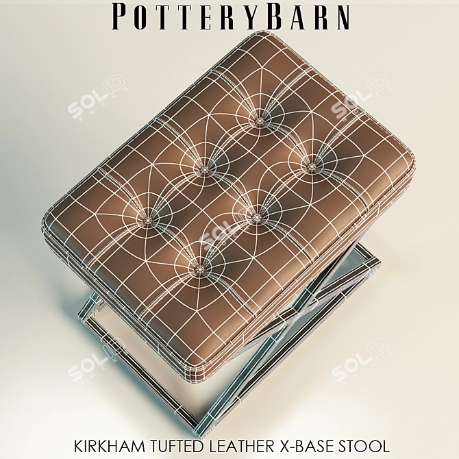 Kirkham Leather X-Base Stool 3D model image 3