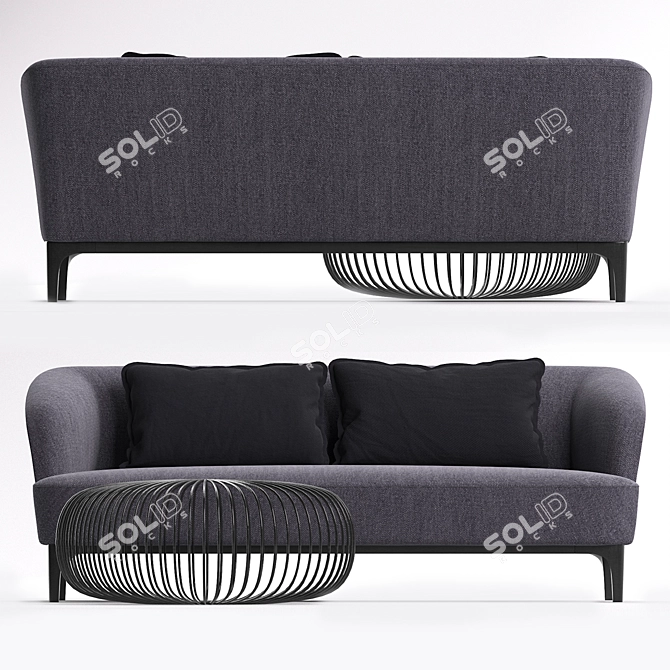 Elegant Elle Sofa & Ploff Set 3D model image 2