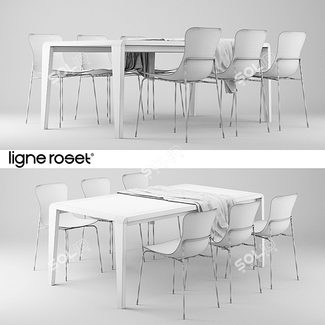 Ligne Roset Forest Spirit Table & Ettoriano Chair Set 3D model image 2