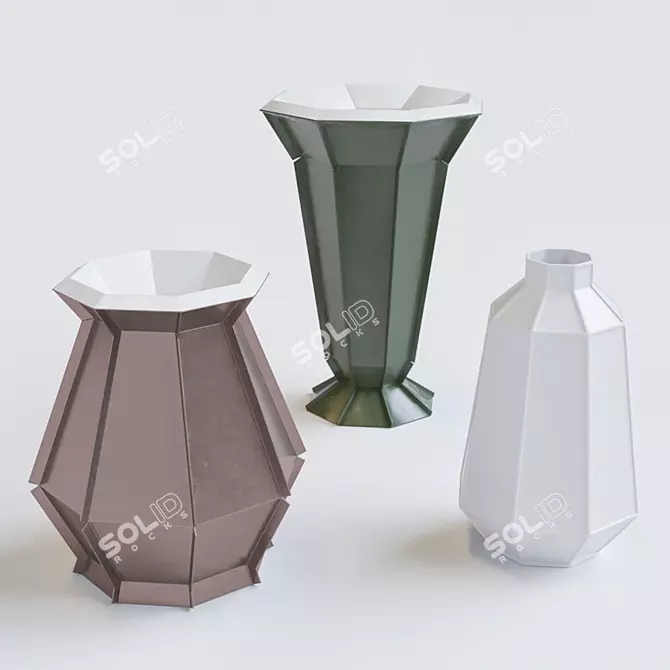 Elegant Glass Decor Jars 3D model image 1
