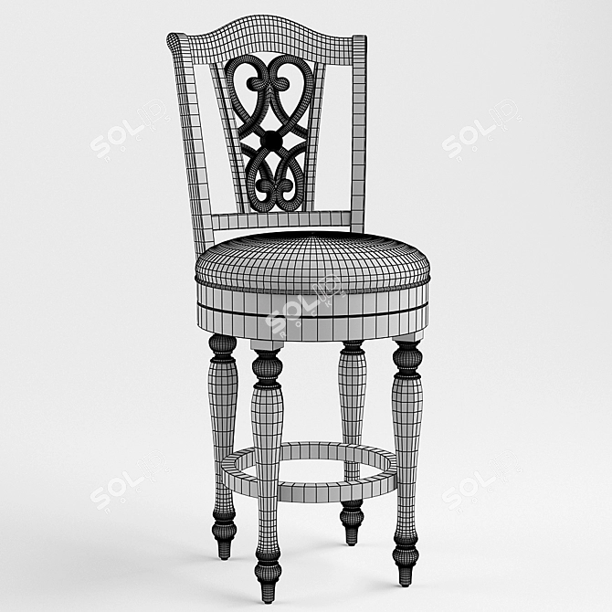 Elegant Hillsdale Scroll Back Stool 3D model image 2