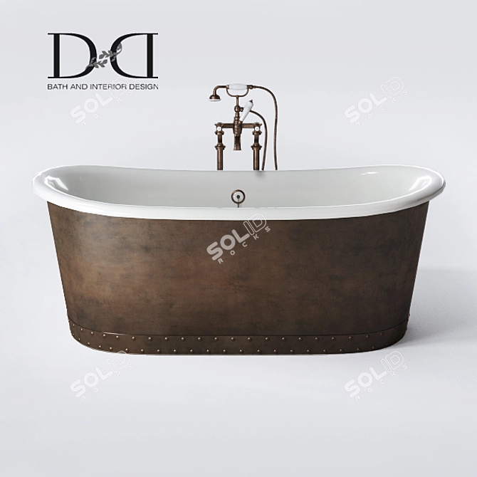 Ambra Copper-Clad Bath with Coventry Faucet 3D model image 1