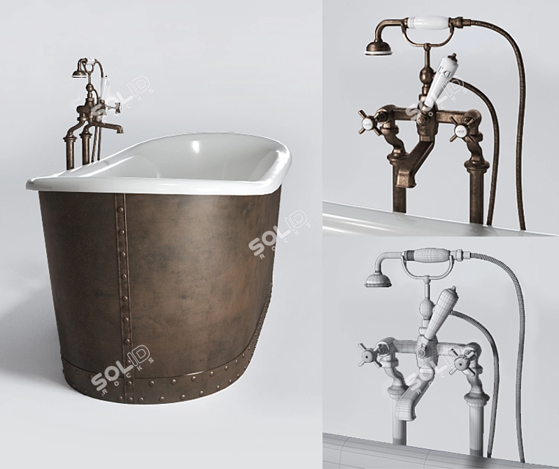 Ambra Copper-Clad Bath with Coventry Faucet 3D model image 3