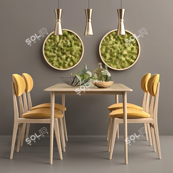 Elegant Imperial Line Chair & Table Set 3D model image 2