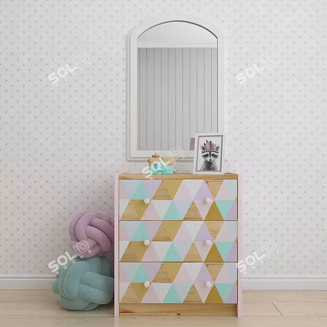 Nursery Chest of Drawers Set 3D model image 1