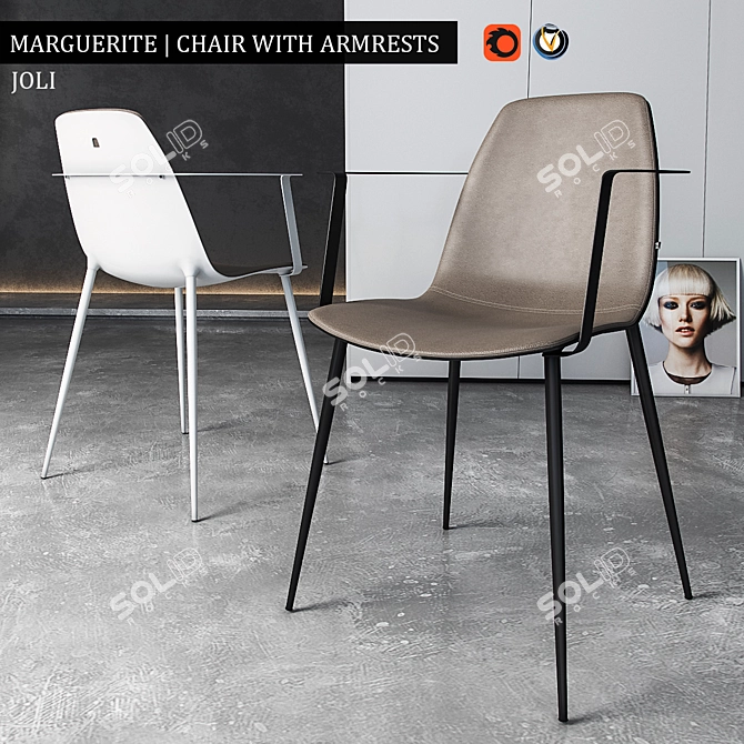 Sophisticated Armrested Marguerite Chair 3D model image 1