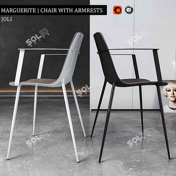 Sophisticated Armrested Marguerite Chair 3D model image 2