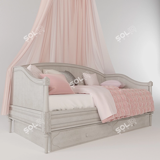 Elegant Arched Panel Daybed 3D model image 3