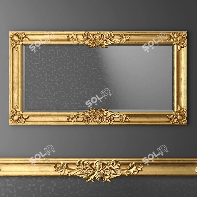 Baroque Gold Mirror: Luxury Wall Decor 3D model image 1