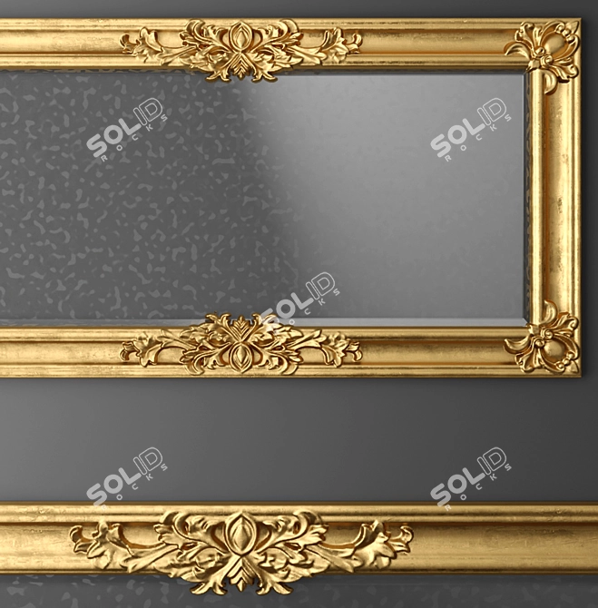 Baroque Gold Mirror: Luxury Wall Decor 3D model image 2