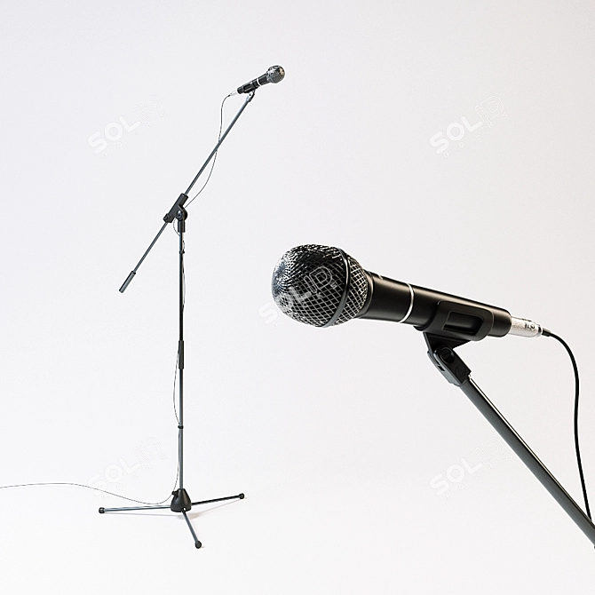 Professional Vocal Microphone with Stand - Audio-technica PRO61 3D model image 1