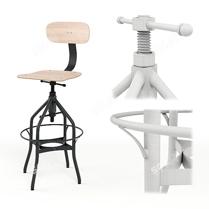 Industrial Adjustable Chair 3D model image 3