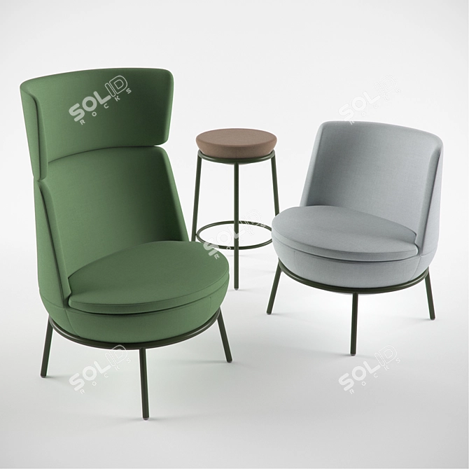 Modern Pod Chairs & Bar Stool 3D model image 1