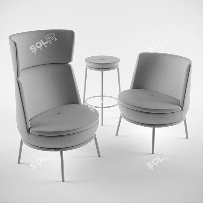 Modern Pod Chairs & Bar Stool 3D model image 2