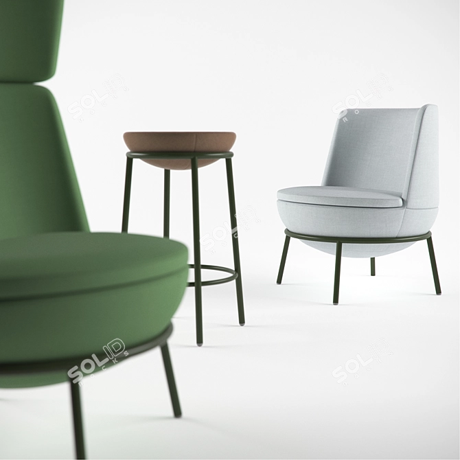 Modern Pod Chairs & Bar Stool 3D model image 3