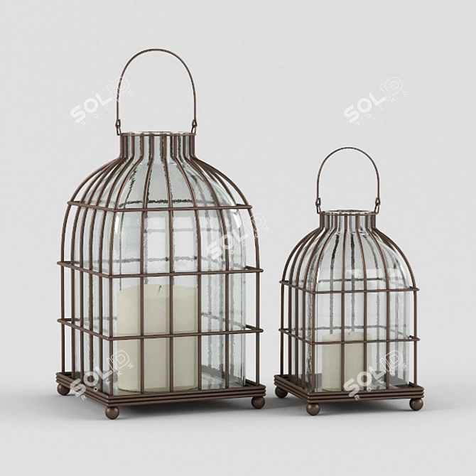 Vintage Birdcage Candleholder 3D model image 1
