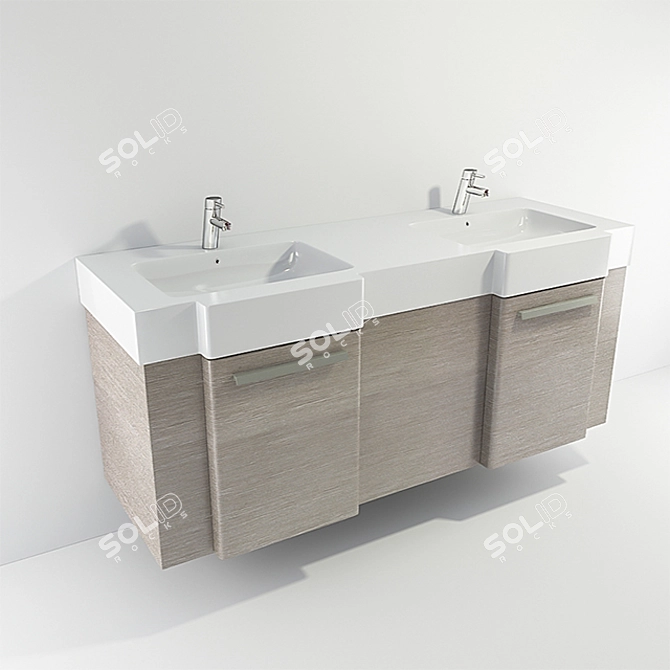 Double Sink Vanity Set 3D model image 1