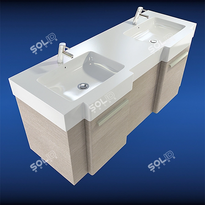 Double Sink Vanity Set 3D model image 2