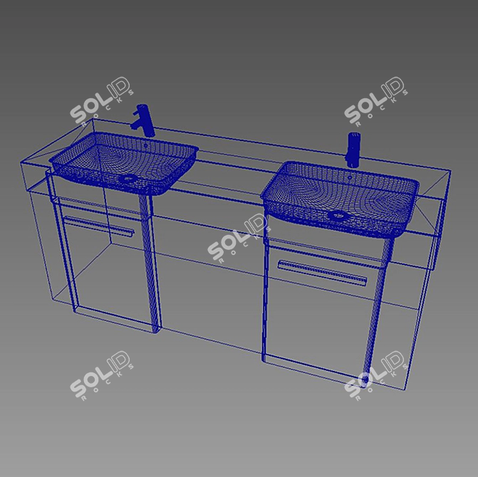 Double Sink Vanity Set 3D model image 3