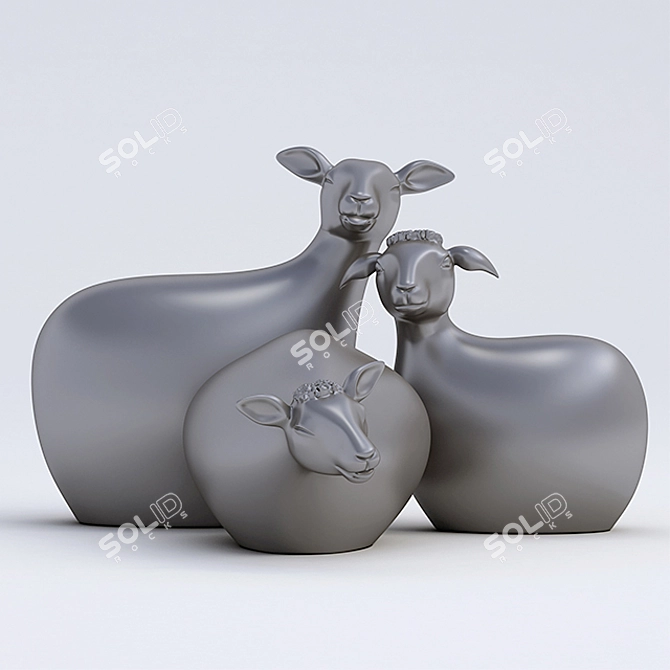Elegant Sheep Sculpture: Handcrafted Art Piece 3D model image 1