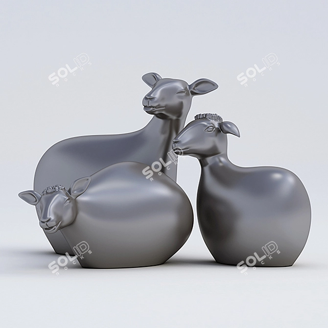 Elegant Sheep Sculpture: Handcrafted Art Piece 3D model image 2