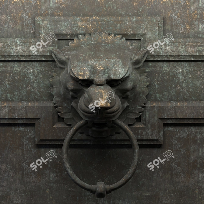 Lion-Shaped Antique Door Handle 3D model image 2