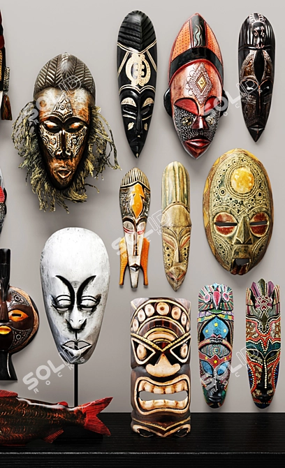 Indonesian Mask & Statuette Collection - 20 Pieces 3D model image 2