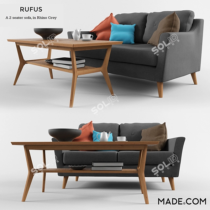 Rufus Retro 2-Seater: Contemporary Style 3D model image 1