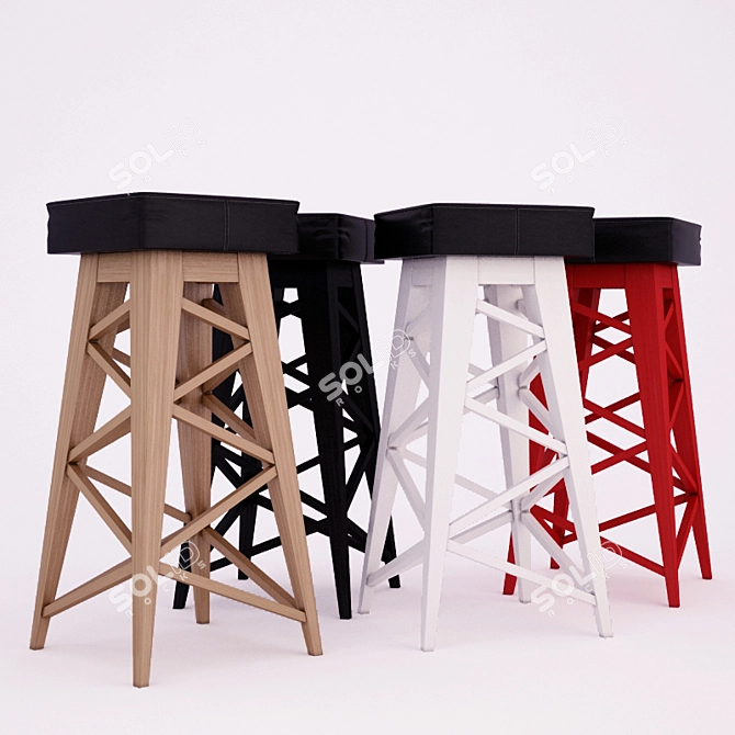 Brent Industrial Barstool 3D model image 3