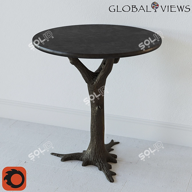 Rustic Wood-Effect Side Table 3D model image 2