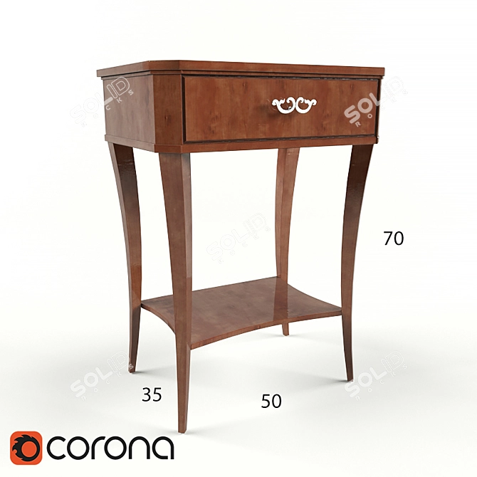 Elegant Cherry Wood Nightstand 3D model image 1