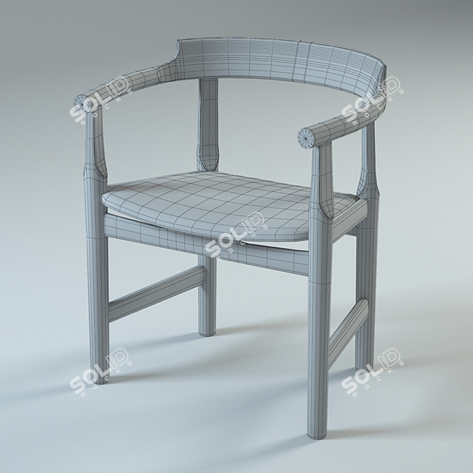 Elegant PP-62 Chair by Wegner 3D model image 2