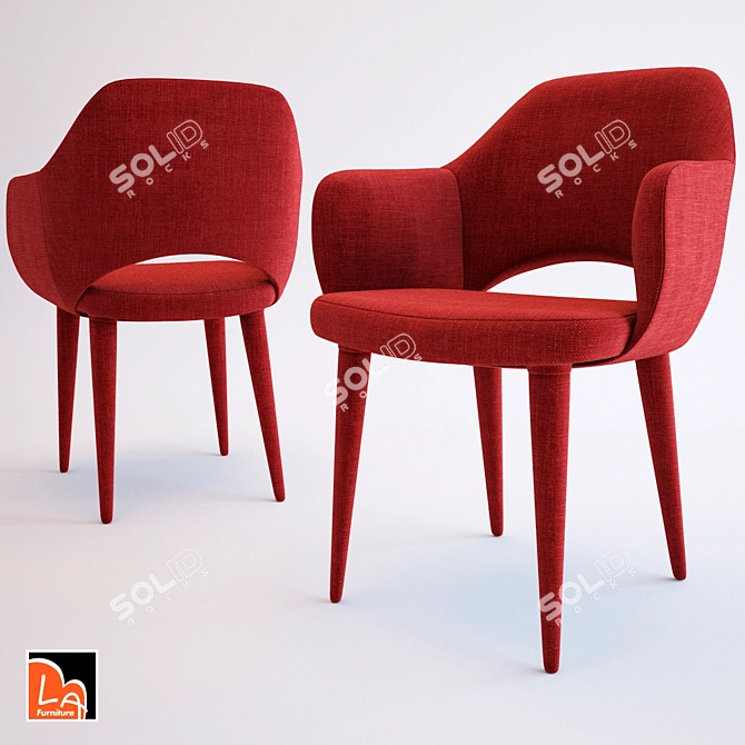 Elegant Red Fabric Dining Chair 3D model image 1