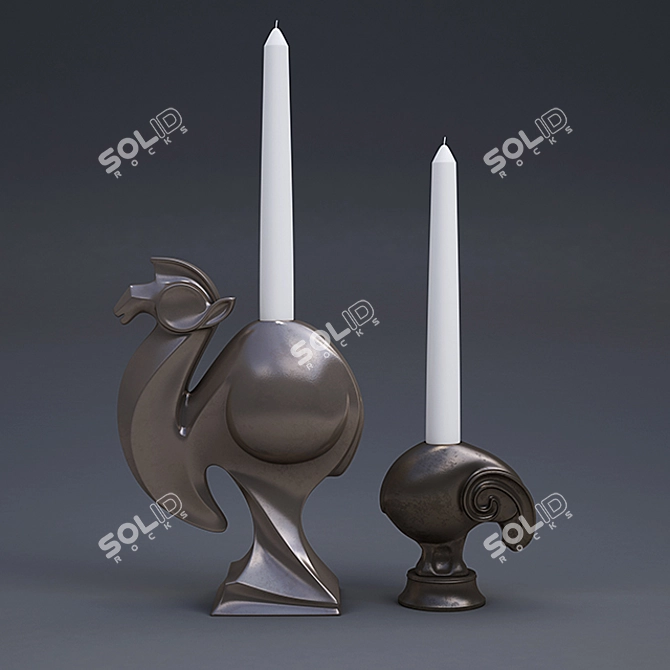 Elegant Candle Holder: 3D Model 3D model image 2