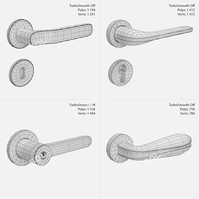 Modern Door Handle Collection 3D model image 2