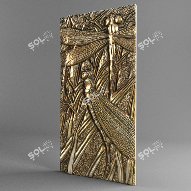 Elegant Golden Wall Panel | Fabello Decor 3D model image 1