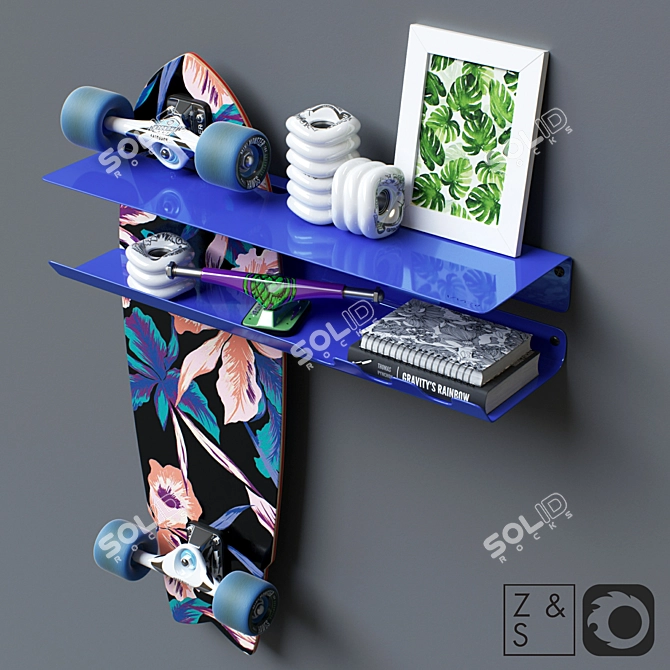 Skate Rack: Wall-mounted Display 3D model image 1