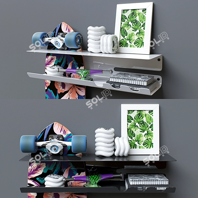 Skate Rack: Wall-mounted Display 3D model image 2