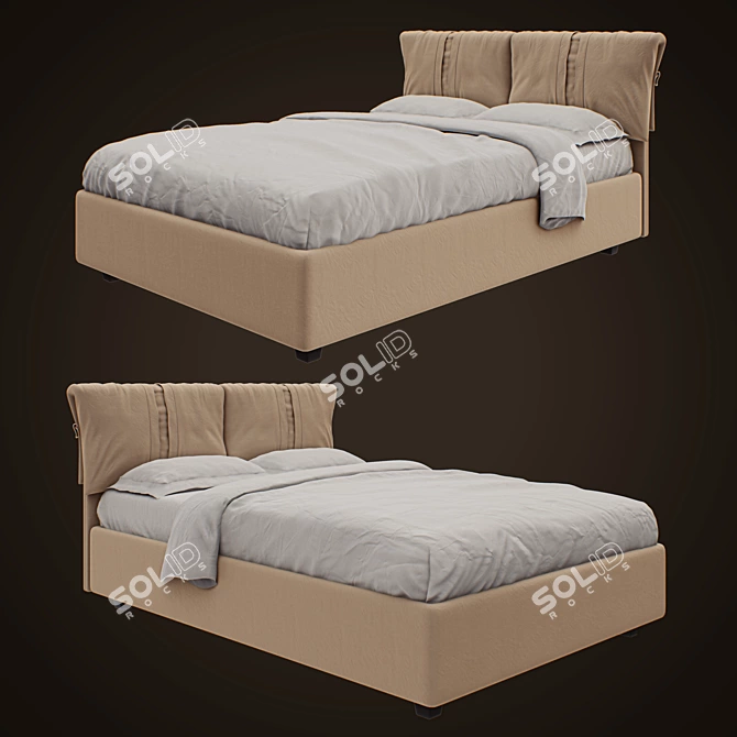 Modern Upholstered Bed: Corinne 3D model image 1
