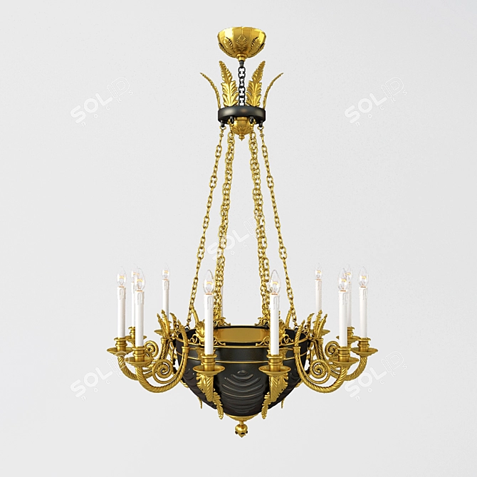 Elegant Empire Style Chandelier | 12 Lights 3D model image 1