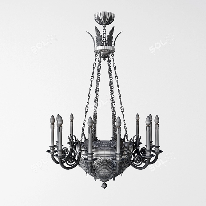 Elegant Empire Style Chandelier | 12 Lights 3D model image 2