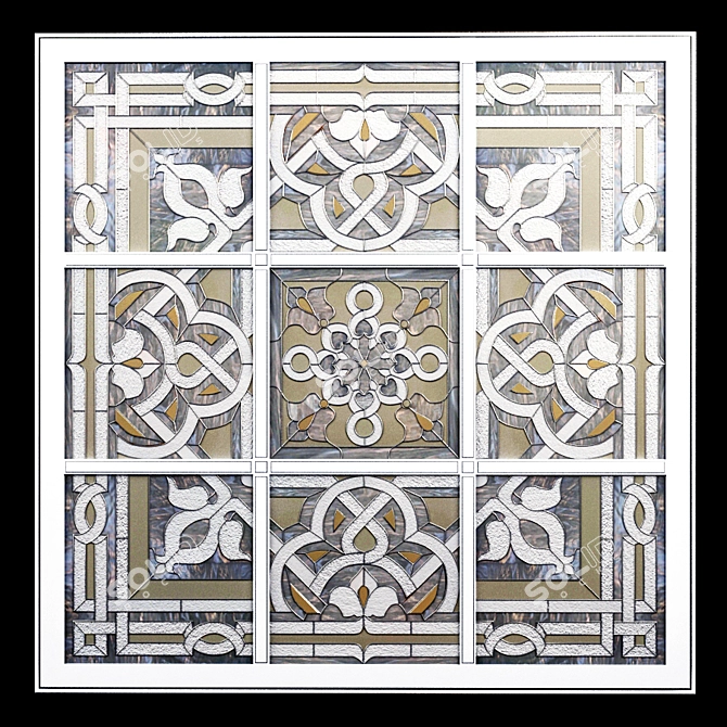 Artistic Stained Glass Window 3D model image 1