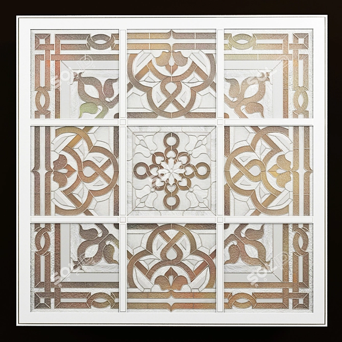 Artistic Stained Glass Window 3D model image 2